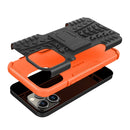 For iPhone 14 Pro Tire Texture TPU + PC Phone Case with Holder(Orange)