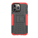 For iPhone 14 Pro Max Tire Texture TPU + PC Phone Case with Holder (Red)