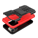 For iPhone 14 Pro Max Tire Texture TPU + PC Phone Case with Holder (Red)