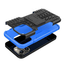 For iPhone 14 Pro Max Tire Texture TPU + PC Phone Case with Holder (Blue)