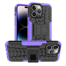 For iPhone 14 Pro Max Tire Texture TPU + PC Phone Case with Holder (Purple)