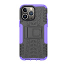 For iPhone 14 Pro Max Tire Texture TPU + PC Phone Case with Holder (Purple)