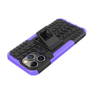 For iPhone 14 Pro Max Tire Texture TPU + PC Phone Case with Holder (Purple)