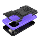 For iPhone 14 Pro Max Tire Texture TPU + PC Phone Case with Holder (Purple)