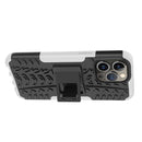 For iPhone 14 Pro Max Tire Texture TPU + PC Phone Case with Holder (White)