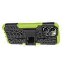 For iPhone 14 Pro Max Tire Texture TPU + PC Phone Case with Holder (Green)