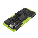 For iPhone 14 Pro Max Tire Texture TPU + PC Phone Case with Holder (Green)