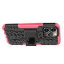 For iPhone 14 Pro Max Tire Texture TPU + PC Phone Case with Holder (Pink)