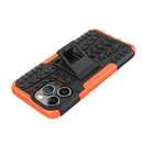 For iPhone 14 Pro Max Tire Texture TPU + PC Phone Case with Holder (Orange)