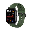 For Amazfit GTS4 Mini Solid Color Soft Silicone Watch Band, Size:Large Size(Army Green)