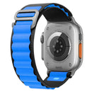 Nylon Watch Band For Apple Watch Series 8&7 45mm / SE 2&6&SE&5&4 44mm / 3&2&1 42mm (Black Blue)