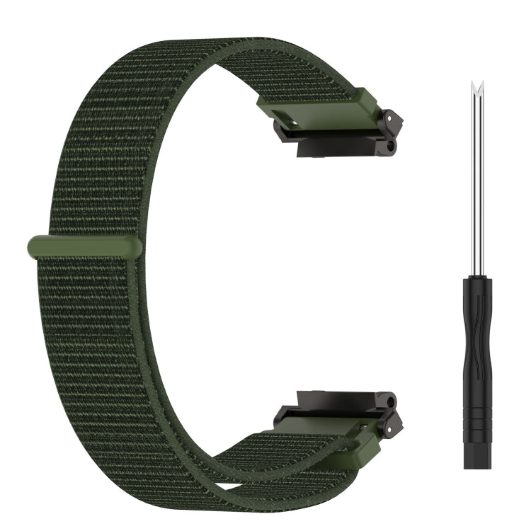 For Amazfit T-Rex2 Nylon Loop Buckle Watch Band(Army Green)