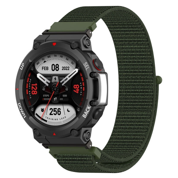 For Amazfit T-Rex2 Nylon Loop Buckle Watch Band(Army Green)