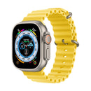 For Apple Watch Ultra 49mm / Series 8&7 45mm / SE 2&6&SE&5&4 44mm Ocean Silicone Watch Band (Yellow)