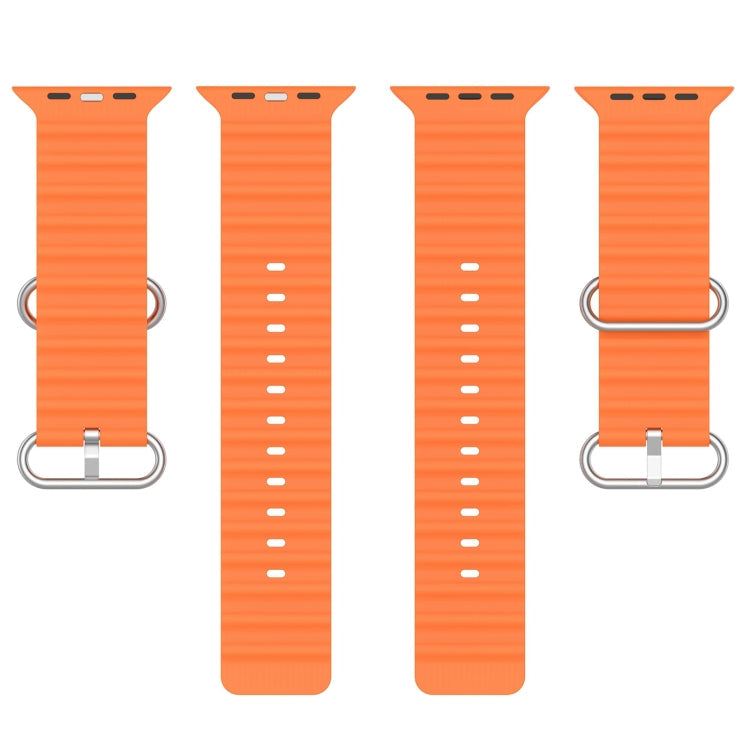 Ocean Silicone Watch Band For Apple Watch Ultra 49mm / Series 8&7 45mm / SE 2&6&SE&5&4 44mm (Orange)