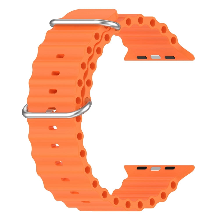 Ocean Silicone Watch Band For Apple Watch Ultra 49mm / Series 8&7 45mm / SE 2&6&SE&5&4 44mm (Orange)