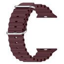 Ocean Silicone Watch Band For Apple Watch Ultra 49mm / Series 8&7 45mm / SE 2&6&SE&5&4 44mm (Wine Red)