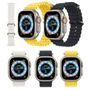 For Apple Watch Ultra 49mm / Series 8&7 45mm / SE 2&6&SE&5&4 44mm Ocean Silicone Watch Band (Yellow)