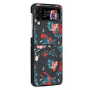 For Samsung Galaxy Z Flip4 MagSafe Magnetic Pattern Leather Folding Phone Case(Black Flowers)