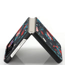 For Samsung Galaxy Z Flip4 MagSafe Magnetic Pattern Leather Folding Phone Case(Black Flowers)