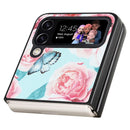 For Samsung Galaxy Z Flip4 MagSafe Magnetic Pattern Leather Folding Phone Case(Green Flowers)