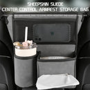 Car Center Console Hanging Bag Sheepskin Leather Storage Bag(Brown)