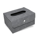 Car Hanging Type Tissue Box Sheepskin Leather Facial Tissue Case(Grey)