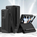 For Samsung Galaxy Z Fold4 GKK Screen Tempered Glass Film Armor Flip Leather Case with Pen Slot(Litchi Texture)