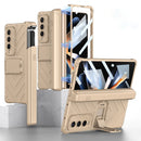 For Samsung Galaxy Z Fold4 GKK Integrated Magnetic Armor Flip Phone Case With Pen Box(Champagne Gold)