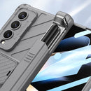 For Samsung Galaxy Z Fold4 GKK Integrated Magnetic Armor Flip Phone Case With Pen Box(Silver)