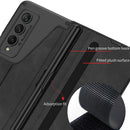 For Samsung Galaxy Z Fold4 GKK Armor Flip Leather Phone Case with Pen Slots(Night Green)