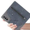 For Samsung Galaxy Z Fold4 GKK Armor Flip Leather Phone Case with Pen Slots(Carbon Fiber Texture)