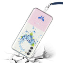 For Motorola Moto G42 Bronzing Butterfly Flower TPU Phone Case with Lanyard(Peach Blossoms)