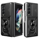 For Samsung Galaxy Z Fold4 Lanyard Slide Camshield Ring Phone Case(Black)