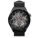 GW69 Plus Smart Watch, Support BT Call / Heart Rate / Blood Pressure / Blood Oxygen(Black + Leather Strap Black)
