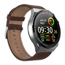 GW69 Plus Smart Watch, Support BT Call / Heart Rate / Blood Pressure / Blood Oxygen(Silver + Leather Strap Brown)