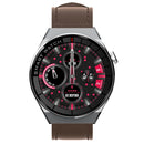 GW69 Plus Smart Watch, Support BT Call / Heart Rate / Blood Pressure / Blood Oxygen(Silver + Leather Strap Brown)
