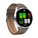 GW69 Smart Watch, Support BT Call / Heart Rate / Blood Pressure / Blood Oxygen(Sliver + Leather Strap Brown)
