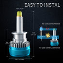 V11 1 Pair H1 6000K / 3000LM / 30W / DC10-32V IP68 Waterproof Car LED Headlight