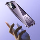 For iPhone 14 Pro Max Magnetic Double-buckle HD Tempered Glass Phone Case (Gold)