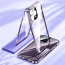 For iPhone 14 Pro Magnetic Double-buckle HD Tempered Glass Phone Case(Gold)