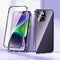 For iPhone 14 Plus Magnetic Double-buckle HD Tempered Glass Phone Case (Purple)