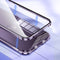 For iPhone 14 Plus Magnetic Double-buckle HD Tempered Glass Phone Case (Purple)