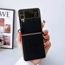 For Samsung Galaxy Z Flip4 5G Genuine Leather Luolai Series Nano Electroplating Phone Case(Black)