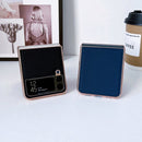 For Samsung Galaxy Z Flip4 5G Genuine Leather Luolai Series Nano Electroplating Phone Case(Dark Blue)