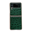 For Samsung Galaxy Z Flip4 5G Genuine Leather Ostrich Texture Nano Electroplating Phone Case(Green)