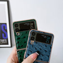 For Samsung Galaxy Z Flip4 5G Genuine Leather Ostrich Texture Nano Electroplating Phone Case(Green)