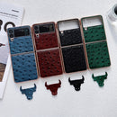For Samsung Galaxy Z Flip4 5G Genuine Leather Ostrich Texture Nano Electroplating Phone Case(Green)