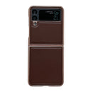 For Samsung Galaxy Z Flip4 5G Genuine Leather Xiaoya Series Nano Electroplating Phone Case(Coffee)