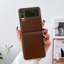 For Samsung Galaxy Z Flip4 5G Genuine Leather Xiaoya Series Nano Electroplating Phone Case(Coffee)